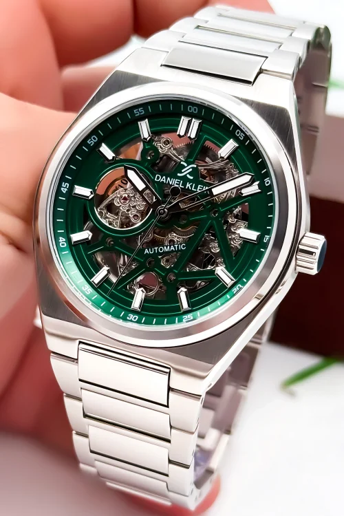 Daniel Klein Otomatik Mekanizma Çelik Kordon Çelik Kasa Erkek Kol Saati Gümüş-Yeşil zmdk1197