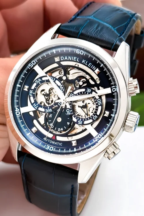 Daniel Klein Otomatik Mekanizma Deri Kordon Çelik Kasa Erkek Kol Saati Lacivert zmdk1195