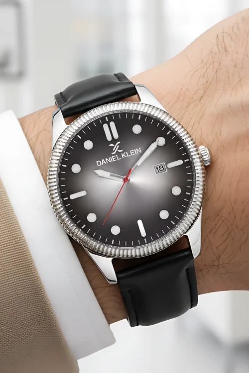 Daniel Klein Siyah Deri Kordon Takvimli Erkek Kol Saati Bileklik Hediyeli zmdk1148