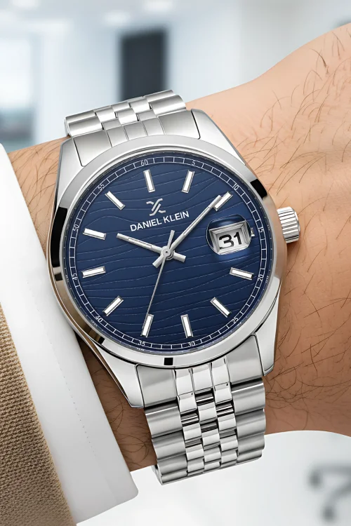 Daniel Klein Takvimli Erkek Kol Saati Çelik Jübilee Kordon Gümüş-Mavi zmdk1133
