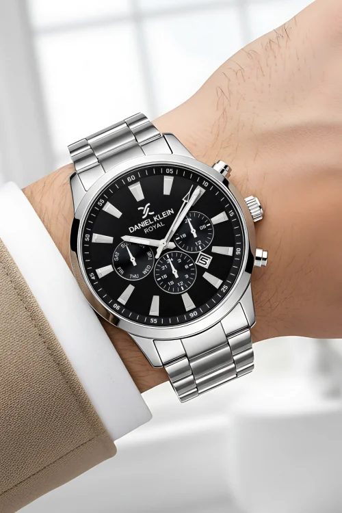 Daniel Klein Takvimli Erkek Kol Saati Çelik Kordon Gümüş-Siyah zmdk1133