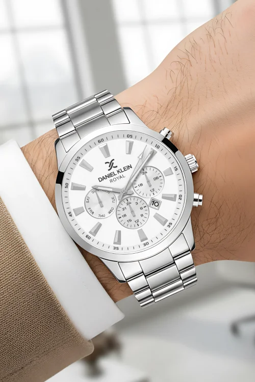 Daniel Klein Takvimli Erkek Kol Saati Çelik Kordon&Kasa Gümüş-Beyaz zmdk1133
