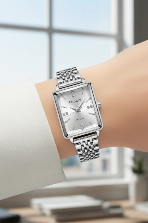 Ferrucci Çelik Kordon Çelik Kasa Kadın Kol Saati, 3 ATM Su Geçirmez Gümüş zmfer179