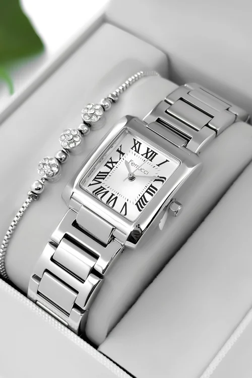 Ferrucci Çelik Kordon Çelik Kasa Kadın Kol Saati, 3 ATM Su Geçirmez Gümüş zmfer194