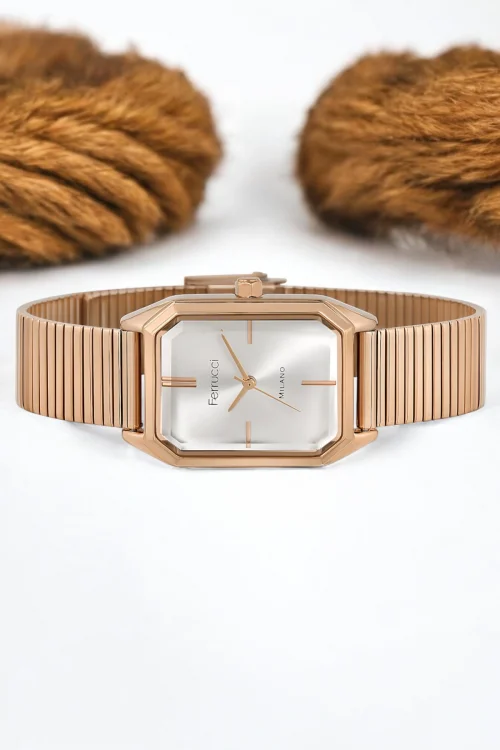 Ferrucci Çelik Kordon Çelik Kasa Kadın Kol Saati, 3 ATM Su Geçirmez Rose zmfer172