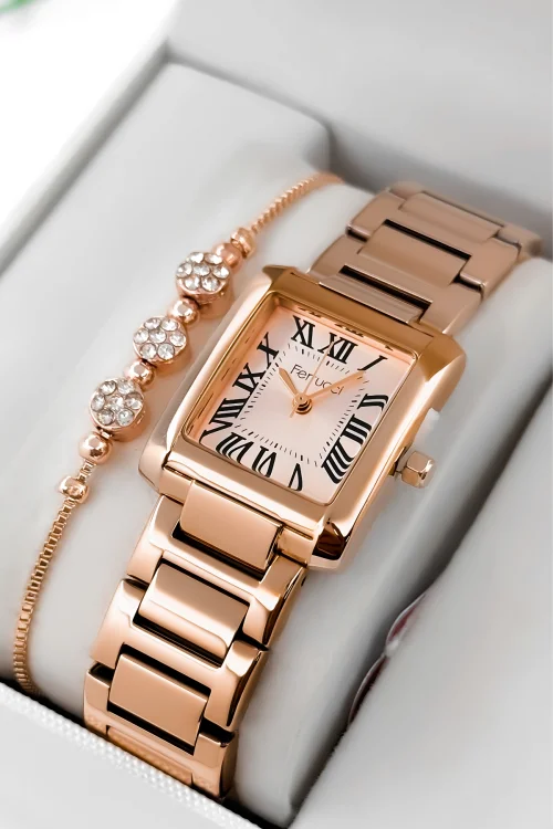 Ferrucci Çelik Kordon Çelik Kasa Kadın Kol Saati, 3 ATM Su Geçirmez Rose zmfer194