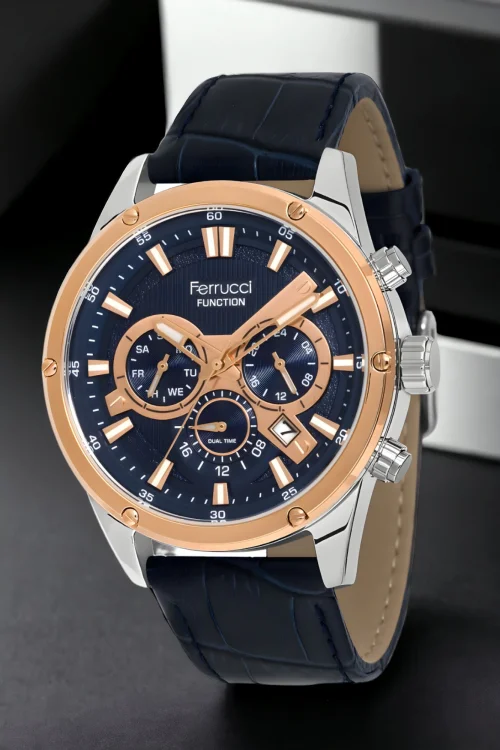 Ferrucci Deri Kordon Lacivert Renk FCF.13908FK.04 Function Erkek Kol Saati+Bileklik zmfer155