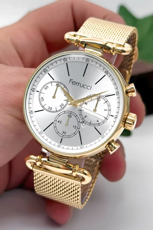 Ferrucci Erkek Kol Saati Çelik Hasır Kordon Gold Renk Kasa Ve Kordon ZMFER008
