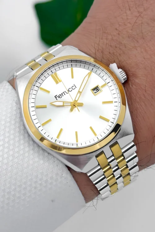 Ferrucci Erkek Kol Saati - ZMFer180 | Çelik Kasa & Çelik Kordon | Beyaz Kadran Şıklığı
