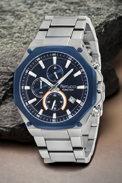 Ferrucci FCF.13906FM.04 Gümüş-Mavi Renk Function Erkek Kol Saati+Bileklik zmfer148