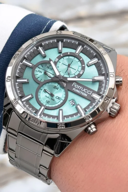 Ferrucci Function 3 ATM Füme Renk Çelik Kordon&Kasa Erkek Kol Saati+Bileklik zmfer081