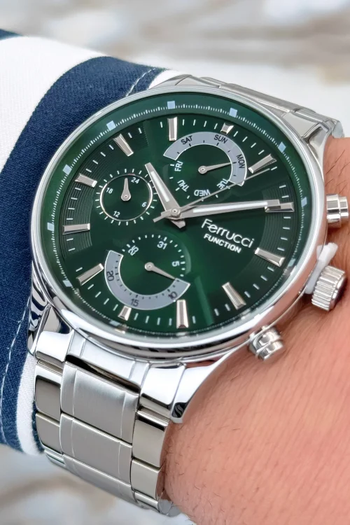 Ferrucci Function 3 ATM Gümüş Renk Çelik Kordon&Kasa Erkek Kol Saati+Bileklik zmfer082