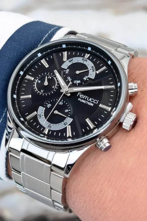 Ferrucci Function 3 ATM Gümüş Renk Çelik Kordon&Kasa Erkek Kol Saati+Bileklik zmfer082