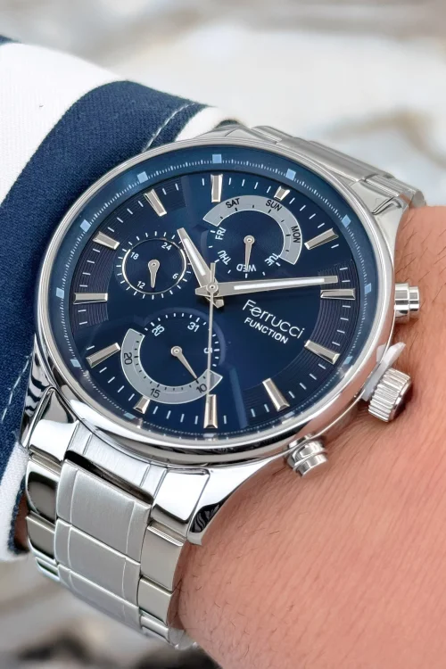 Ferrucci Function 3 ATM Gümüş Renk Çelik Kordon&Kasa Erkek Kol Saati+Bileklik zmfer082
