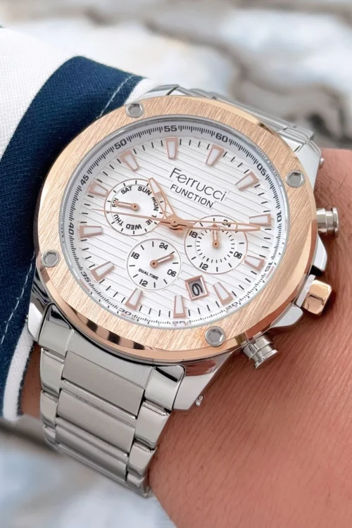 Ferrucci Function Erkek Kol Saati Çelik Kordon&Kasa 3 ATM+Bileklik Hediye zmfer089