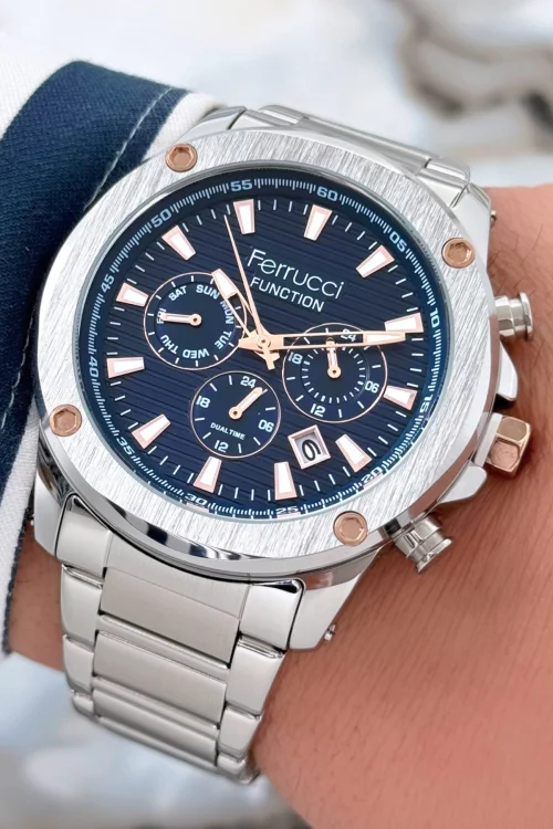 Ferrucci Function Erkek Kol Saati Çelik Kordon&Kasa 3 ATM+Bileklik Hediye zmfer089