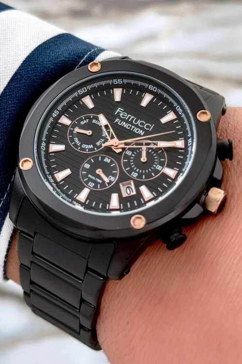 Ferrucci Function Erkek Kol Saati Çelik Kordon&Kasa 3 ATM+Bileklik Hediye zmfer089
