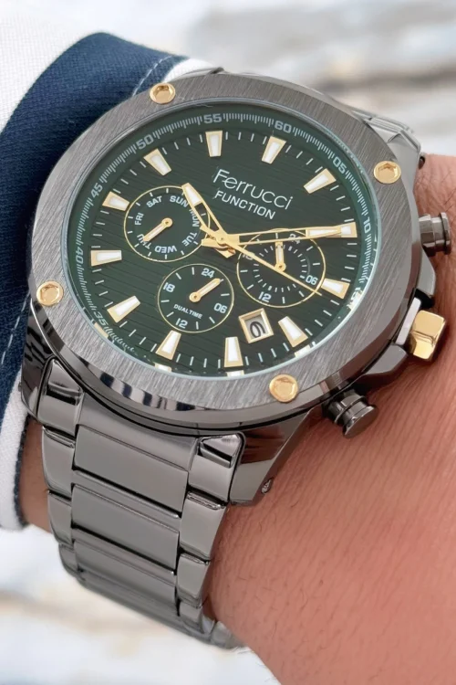 Ferrucci Function Erkek Kol Saati Çelik Kordon&Kasa 3 ATM+Bileklik Hediye zmfer089