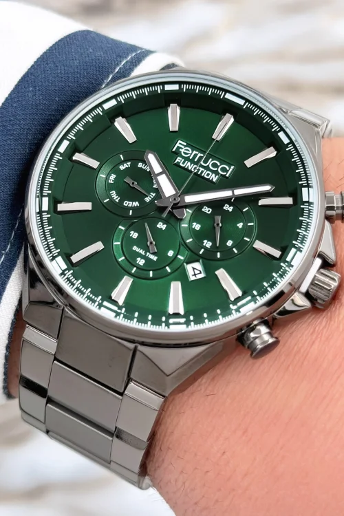 Ferrucci Function 3 ATM Füme Renk Çelik Kordon&Kasa Erkek Kol Saati+Bileklik zmfer083