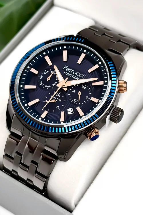 Ferrucci Function 3 ATM Füme Renk Çelik Kordon&Kasa Erkek Kol Saati+Bileklik zmfer084