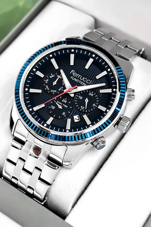 Ferrucci Function 3 ATM Gümüş Renk Çelik Kordon&Kasa Erkek Kol Saati+Bileklik zmfer084