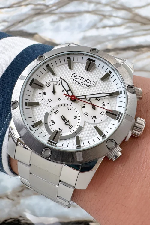 Ferrucci Function 3 ATM Gümüş Renk Çelik Kordon&Kasa Erkek Kol Saati+Bileklik zmfer092