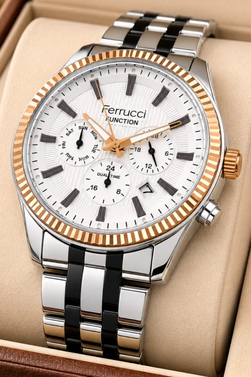 Ferrucci Function 3 ATM Gümüş Renk Çelik Kordon&Kasa Erkek Kol Saati+Bileklik zmfer084