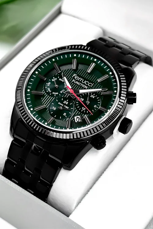 Ferrucci Function 3 ATM Siyah Renk Çelik Kordon&Kasa Erkek Kol Saati+Bileklik zmfer084