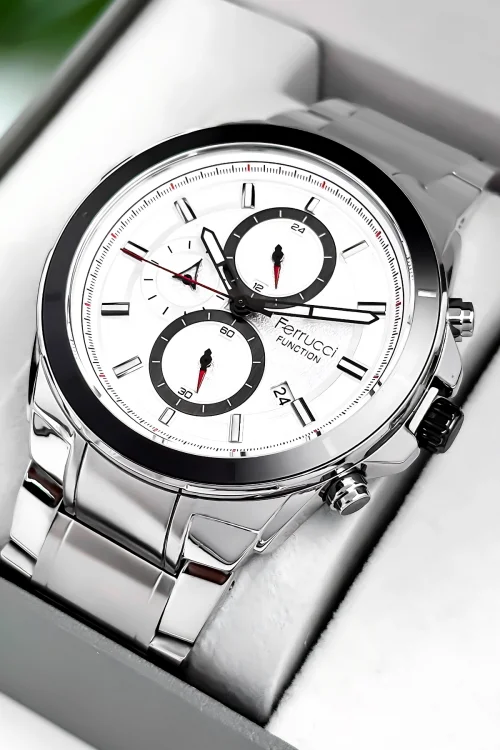 Ferrucci Function Erkek Kol Saati 3 ATM+Gümüş Renk Çelik Kordon&Kasa+Bileklik zmfer105