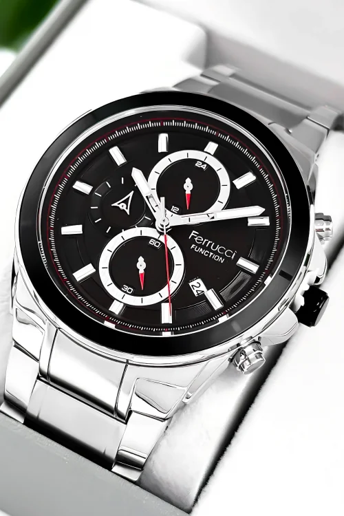 Ferrucci Function Erkek Kol Saati 3 ATM+Gümüş Renk Çelik Kordon&Kasa+Bileklik zmfer105