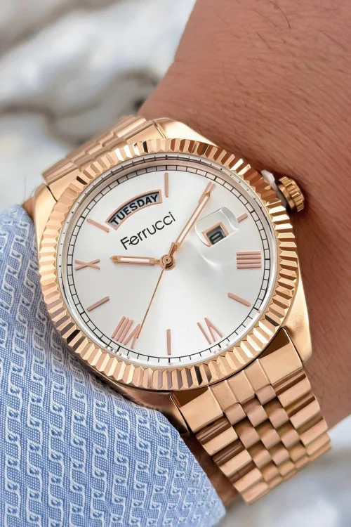Ferrucci Function Erkek Kol Saati 3 ATM+Rose Gold Renk Çelik Kordon&Kasa+Bileklik zmfer104