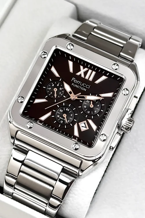 Ferrucci Function Erkek Kol Saati Çelik Kasa & Çelik Kordon Gümüş-Siyah-Rose zmfer188