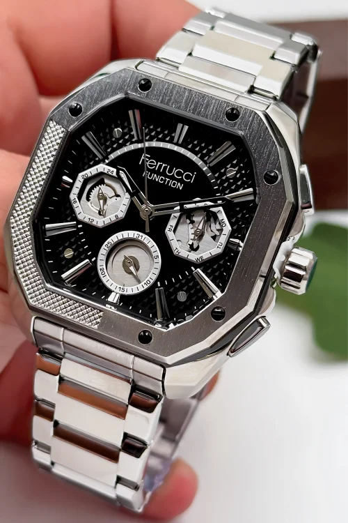 Ferrucci Function Erkek Kol Saati Çelik Kasa & Çelik Kordon Gümüş-Siyah zmfer187
