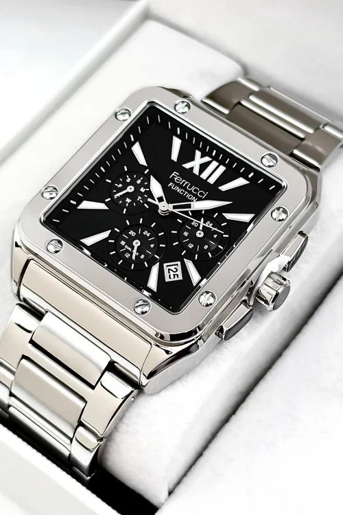 Ferrucci Function Erkek Kol Saati Çelik Kasa & Çelik Kordon Gümüş-Siyah zmfer188