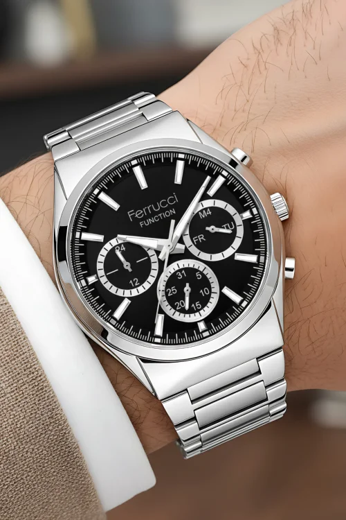 Ferrucci Function Erkek Kol Saati Çelik Kasa & Çelik Kordon Gümüş-Siyah zmfer217