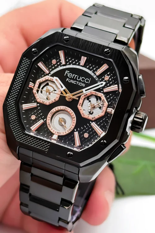 Ferrucci Function Erkek Kol Saati Çelik Kasa & Çelik Kordon Siyah zmfer187