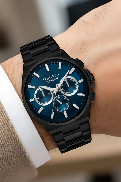 Ferrucci Function Erkek Kol Saati Çelik Kasa & Çelik Kordon Siyah zmfer216