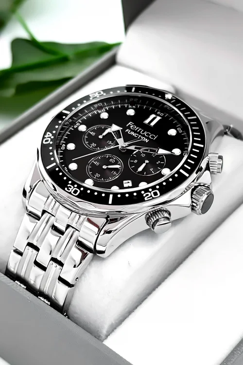 Ferrucci Function Erkek Kol Saati Çelik Kordon&Kasa 3 ATM+Bileklik Hediye zmfer088