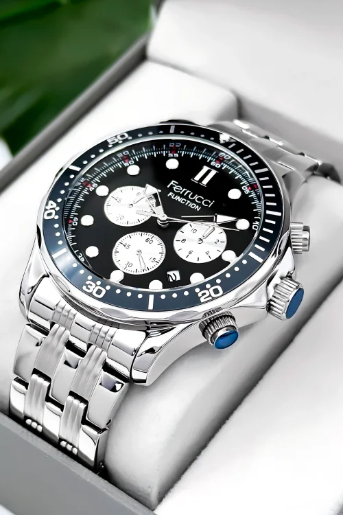 Ferrucci Function Erkek Kol Saati Çelik Kordon&Kasa 3 ATM+Bileklik Hediye zmfer088