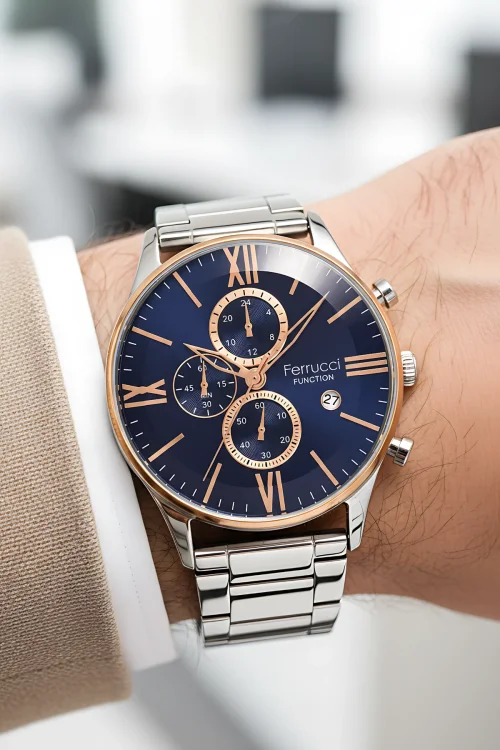 Ferrucci Function Erkek Kol Saati Gümüş Çelik Kordon Çelik Kasa 3 Atm Suya Dayanıklılık zmfer060
