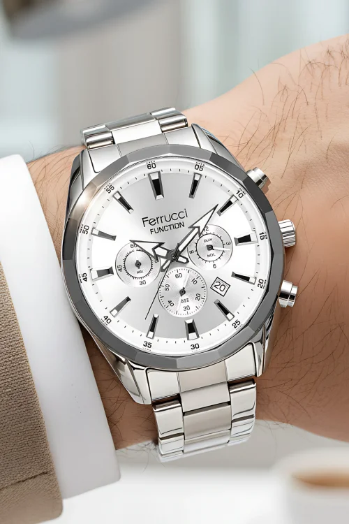 Ferrucci Function Erkek Kol Saati Gümüş Renk Çelik Kordon&Kasa 3 ATM Suya Dayanıklılık zmfer041