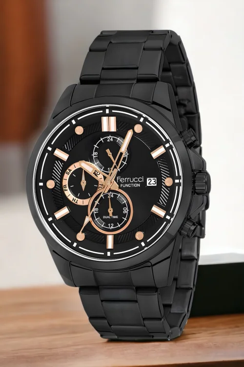 Ferrucci Function Erkek Kol Saati Siyah-Rose Renk FCF.13853FM.03+Bileklik zmfer132