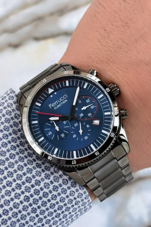 Ferrucci Function Füme Renk Çelik Kordon&Kasa Erkek Kol Saati 3 ATM+Bileklik zmfer113