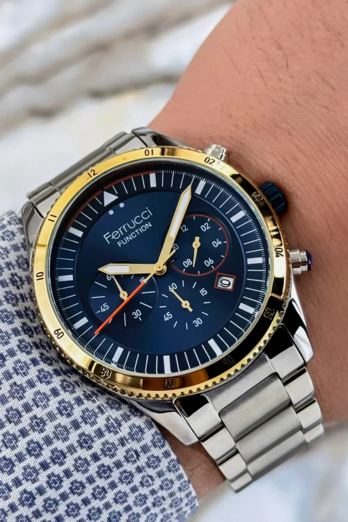 Ferrucci Function Gümüş-Gold Renk Çelik Kordon&Kasa Erkek Kol Saati 3 ATM+Bileklik zmfer113
