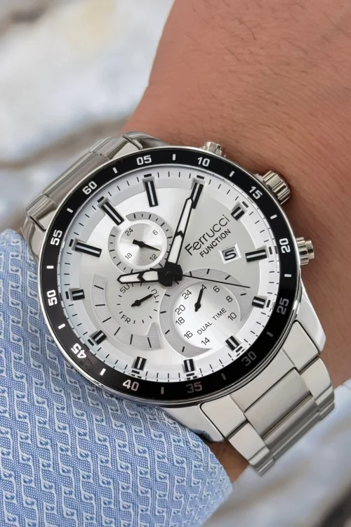 Ferrucci Function Gümüş Renk Çelik Kordon&Kasa Erkek Kol Saati 3 ATM+Bileklik zmfer108