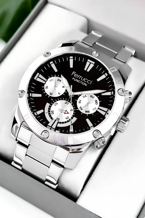 Ferrucci Function Gümüş Renk Çelik Kordon&Kasa Erkek Kol Saati 3 ATM+Bileklik zmfer111