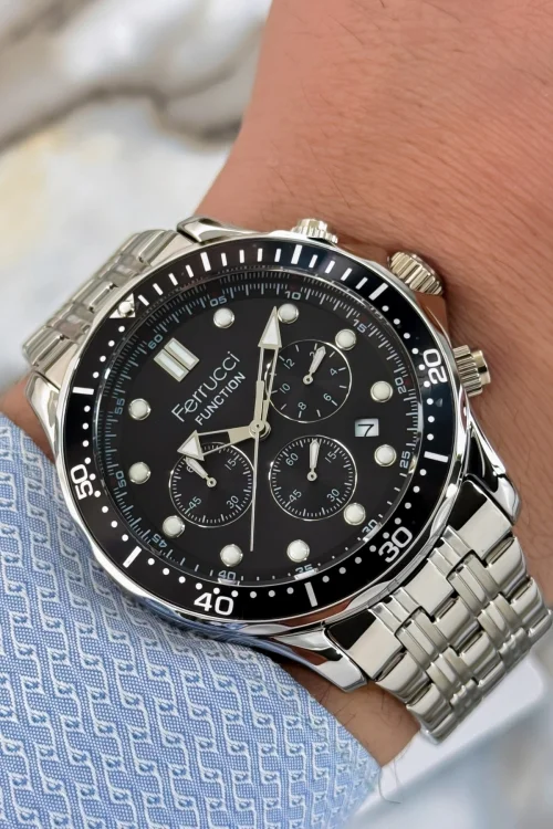 Ferrucci Function Gümüş Renk Çelik Kordon&Kasa Erkek Kol Saati 3 ATM+Bileklik zmfer112