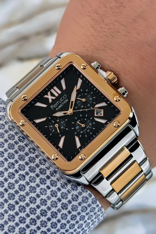 Ferrucci Function Gümüş-Rose Renk Çelik Kordon&Kasa Erkek Kol Saati 3 ATM+Bileklik zmfer116