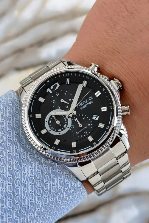 Ferrucci Function Gümüş-Siyah Renk Çelik Kordon&Kasa Erkek Kol Saati 3 ATM+Bileklik zmfer117