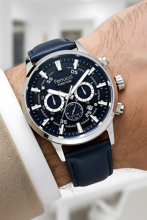 Ferrucci Function Lacivert Renk Deri Kordonlu Erkek Kol Saati zmfer064